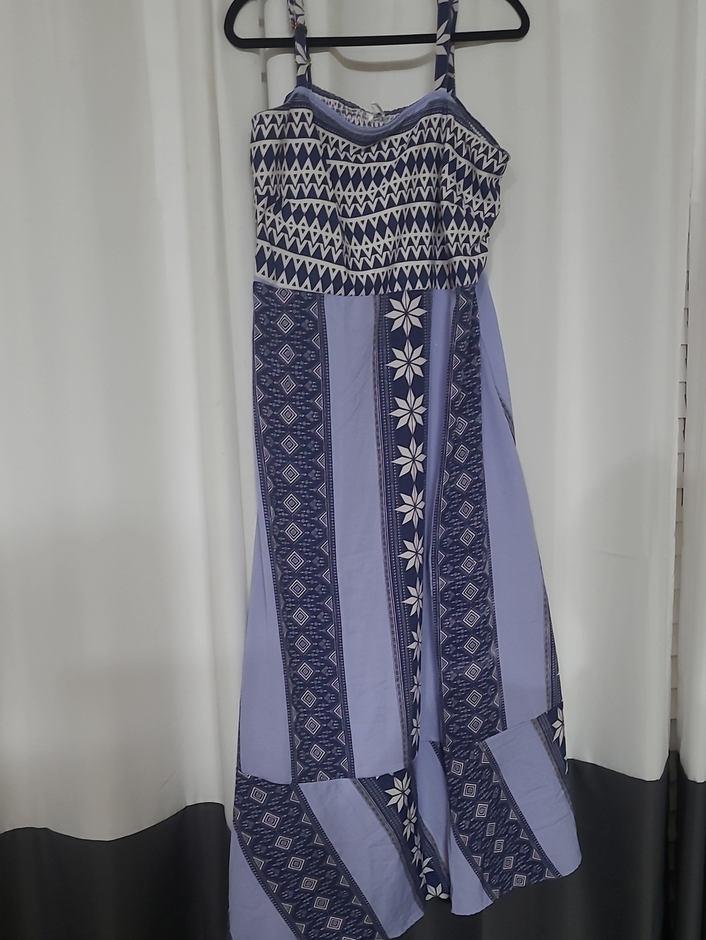 Lavender Printed Backless Maxi Dress with Floral Panels